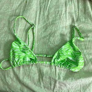 neon green and white bikini top